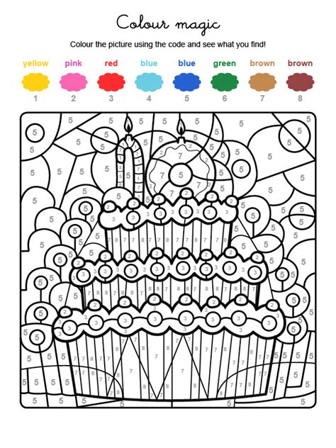 Imprimir Colour By Numbers Cumpleaños 10