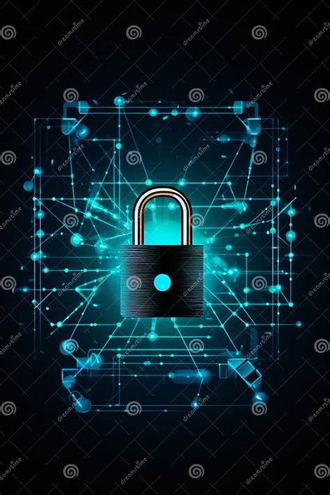 Cyber Security Concept Lock Symbol From Lines And Triangles Point