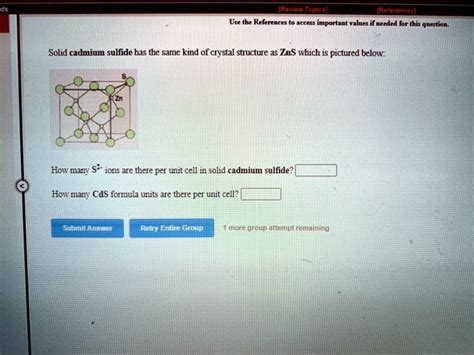 Solved Solid Cadmium Sulfide Has The Same Kind Of Crystal Structure As