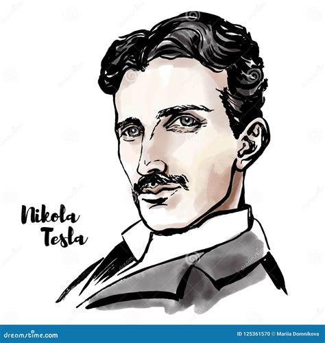 Retrato de Nikola Tesla ilustración del vector Ilustración de actual