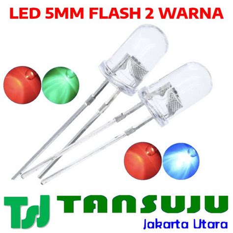 Jual Lampu LED 5mm Bening Nyala Flash 2 Warna 3 Warna RGB Merah Biru