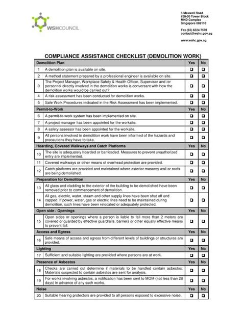 Demolition Safety Plan Template