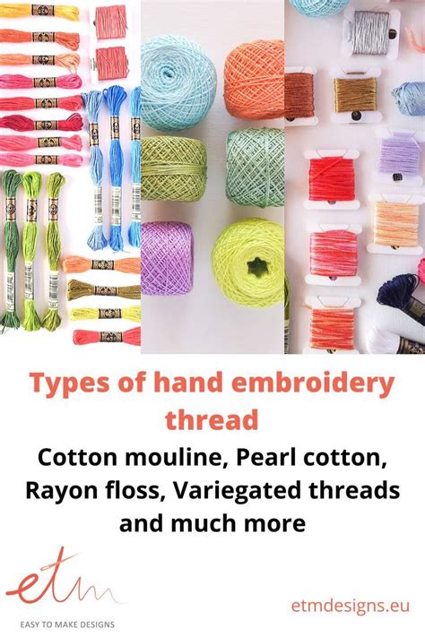 Types of hand embroidery thread | Embroidery thread, Hand embroidery, Embroidery online