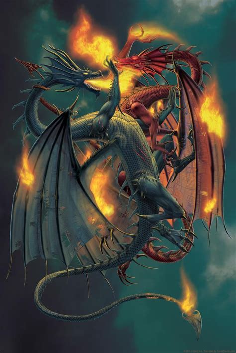 Giant Giant Fire Dragon Vs Ice Dragon