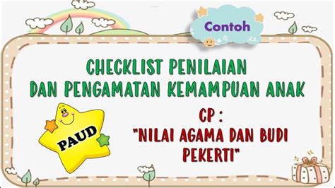 Checklist Penilaian Nilai Agama Dan Budi Pekerti YouTube