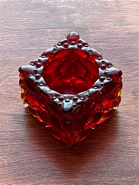 Vintage Fenton Amberina Amber Glass Votive Holder Mid Century Etsy