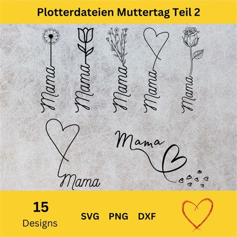 Plotterdatei Muttertag German SVG Files Bundle For Plotting Machines