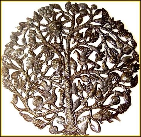 Tree Of Life Wall Hanging Haitian Recycled Steel Oil Drum Metal Art