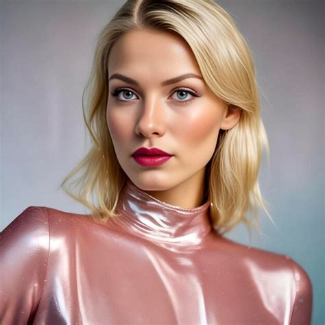 A Blonde Woman With A Pink Dress And A Silver Strap That Says Quot Glam Quot Premium AI