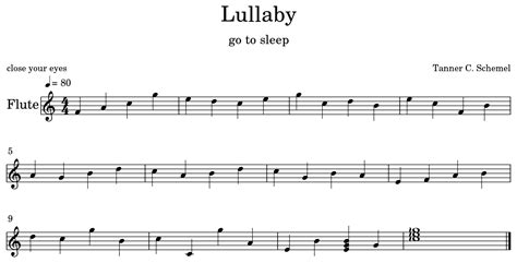 Lullaby Sheet Music For Flute