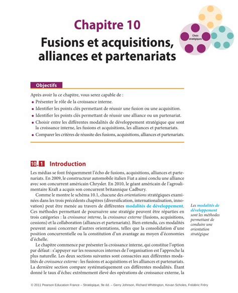 PDF chapitre 10 fusions et acquisitions stratégiques La