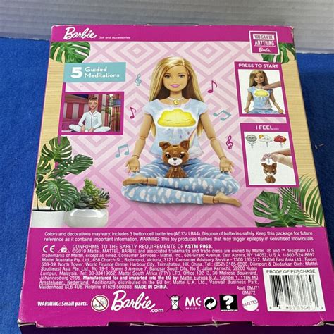 New Breathe With Me Barbie Meditation Blonde Doll Lights Up Talks 2019