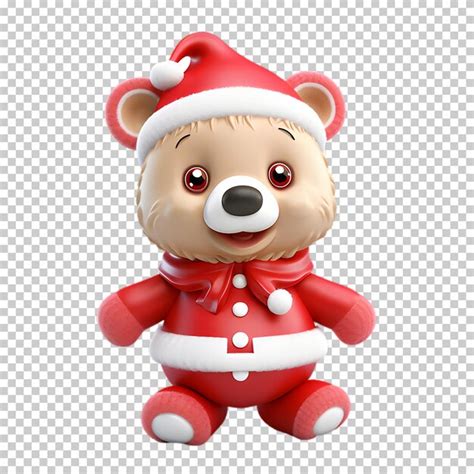 Orso D Che Indossa Un Cappello Di Babbo Natale Isolato Su Uno Sfondo