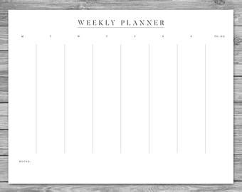 Printable Landscape Minimalist Weekly Planner Weekly Schedule Weekly