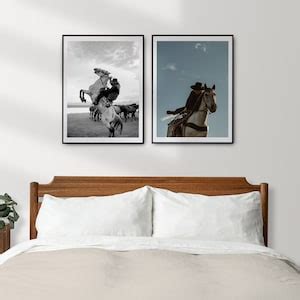 Cowboy Print Black And White Western Decor Southwestern Wall Art