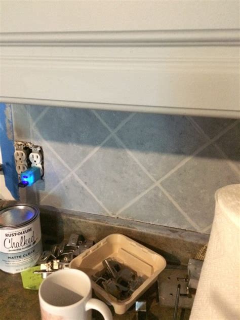 Refinishing A Tile Kitchen Backsplash With Chalk Paint Created A Whole