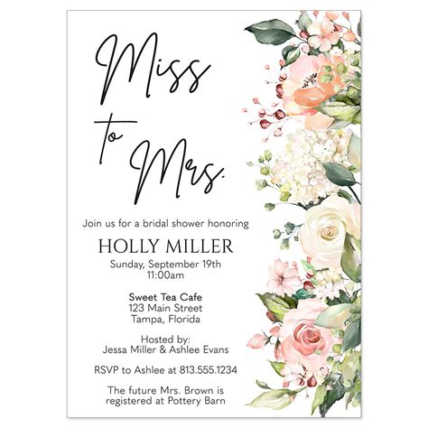 Miss to Mrs. Floral Bridal Shower Invitation – The Invite Lady