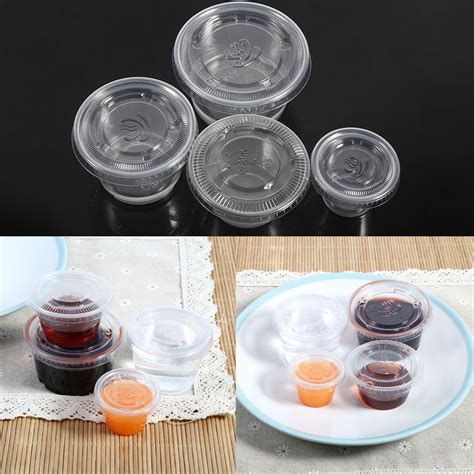 50Pc Disposable Plastic Kitchen Sauce Cup Chutney Cups Box Container