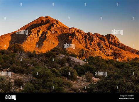 Sunrise in the Organ Mountains viewed from Aguirre Springs Campground ...