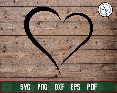 Open Heart Svg Brush Heart Svg Valentines Heart Svg Png Dxf Etsy