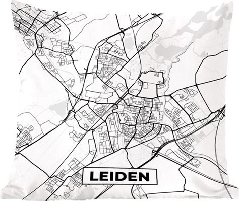 Sierkussen Kaart Leiden Zwart En Wit Cm X Cm Bol