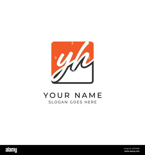 Y H Yh Initial Letter Handwritten Alphabet Yh Signature Icon In Square Shape Stock Vector