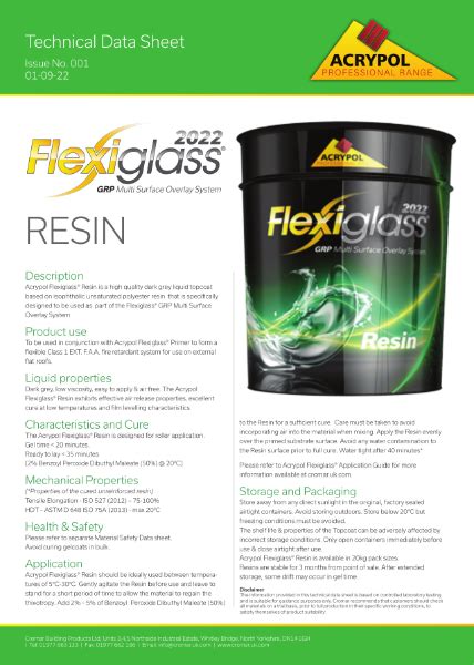 Flexiglass Resin Tds Cromar Building Products Nbs Source