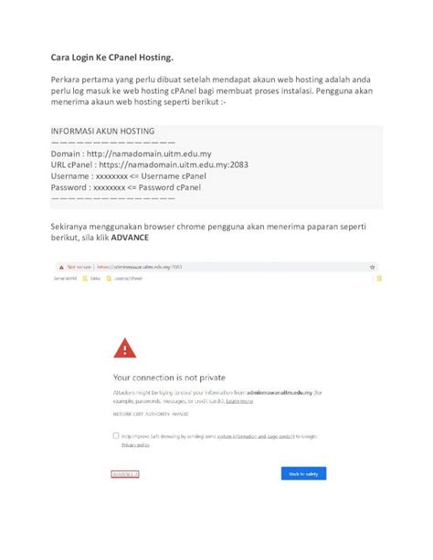 PDF Cara Login Ke CPanel Hosting Bila Anda Memilih Salah Satu Posisi