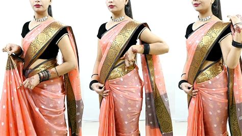 Saree Draping To Look Slim And Tall Sari Draping Tutorial For Newly