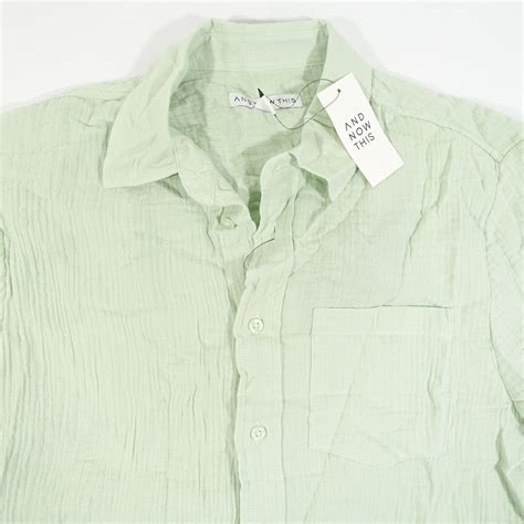 Now This Surf Seafoam Green Small Wrinkled Style Button Front Shirt