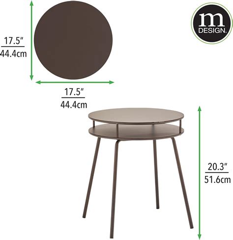 MDesign Mesa Auxiliar Industrial Redonda De Acero Con Estante De