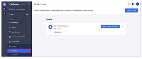 Surveys Management And Settings Methinks Technologies Inc