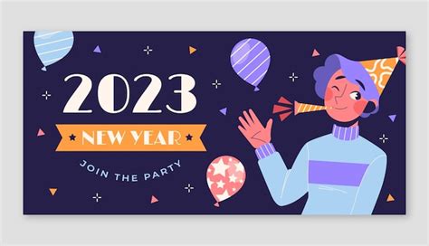 Premium Vector | New year celebration horizontal banner template