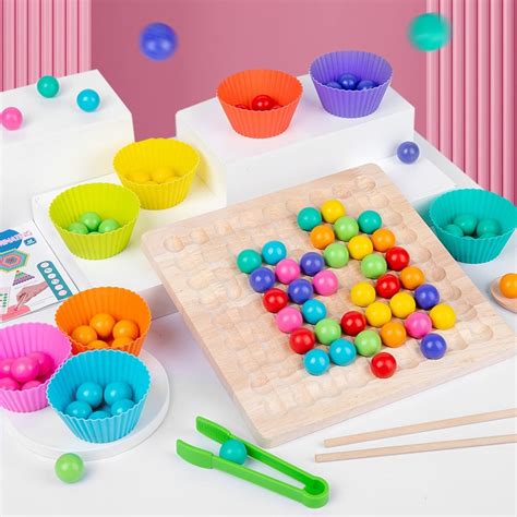 Buy Autercorainbow Wooden Peg Board Beads Game For Kids Learning