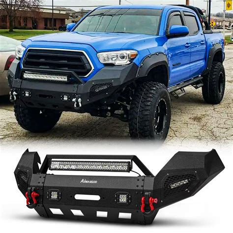 Aaiwa For 2016 2021 Toyota Tacoma Front Bumper W Winch Plate LED