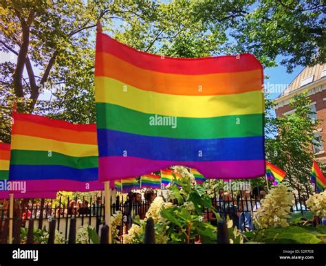 World Pride Rainbow Flags At The Stonewall National Monument Greenwich