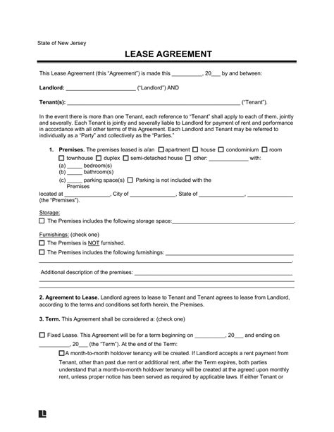 New Jersey Residential Lease Agreement | Legal Templates