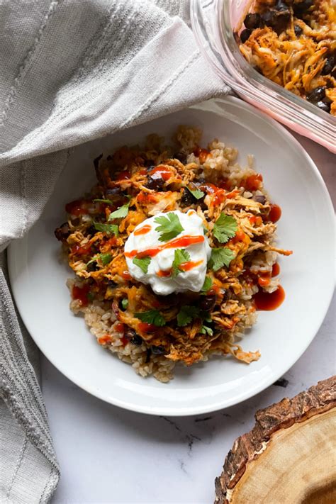 Healthy Taco Bake With Mixer Shredded Chicken Hellofrozenbananas