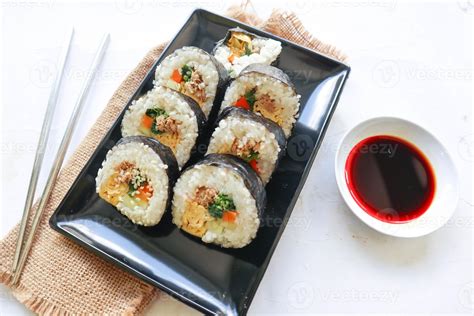 Kimbap Oder Gimbap Ist Koreanisch Rollen Gimbap Kimbob Gemacht Von