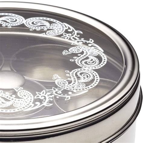 KitchenCraft Kruidenbox Masala Dabba 17 Cm RVS Zilver 8 Delig Blokker