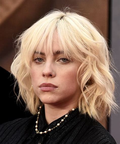 Billie Eilish Medium Wavy Light Blonde Bob Haircut