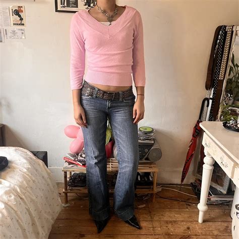 Y K Jane Norman Baby Pink V Neck Jumper With Depop