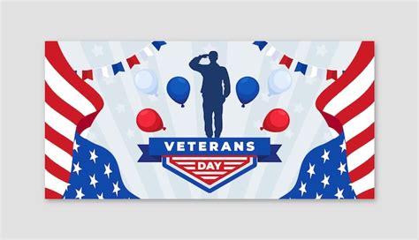 Free Vector | Flat veterans day horizontal banner template