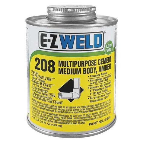 Ez Weld Cement Oz Amber Pvc Cpvc Abs Zoro