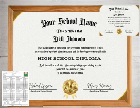 High School Diploma Template, High School Transcript, Graduation ...