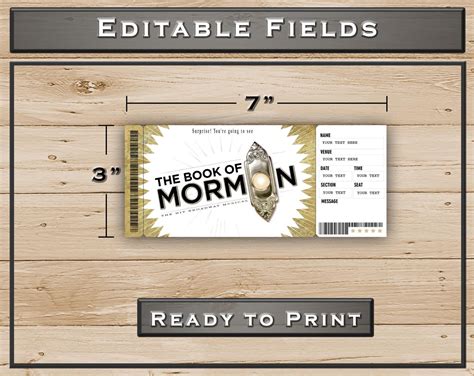 Printable The Book Of Mormon Broadway Surprise Ticket Book Of Etsy