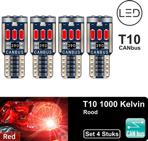 T Led Lamp Rood Set Stuks K Type Lv Smd Canbus Foutloos W