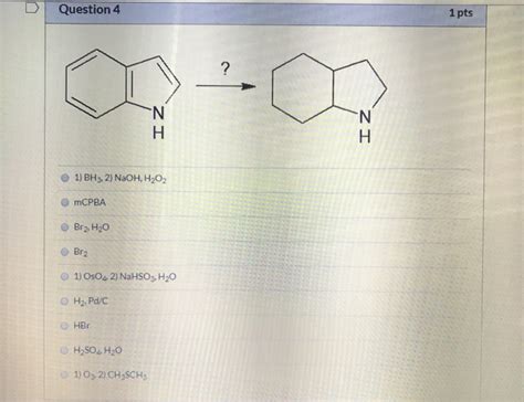 Solved Question Pts H H Bh Naoh H O Mcpba Chegg