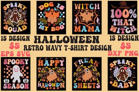 Halloween Retro Wavy T Shirt Design Graphic By Roy Design Creative