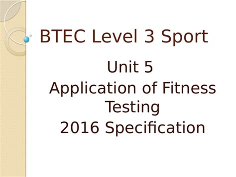 Btec Sport Level 3 2016 Specification Unit 5 All Learning Aims And Resources Teaching Resources